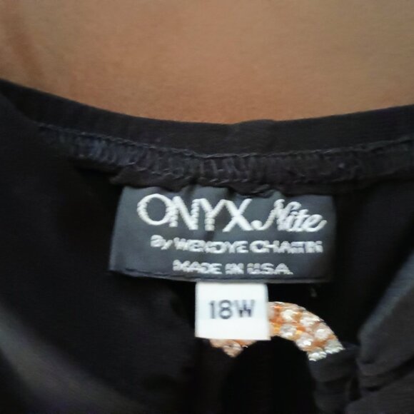 EUC: ONYX Nite 18W Black Ruffled Sleeveless Formal Dress - Picture 3 of 5